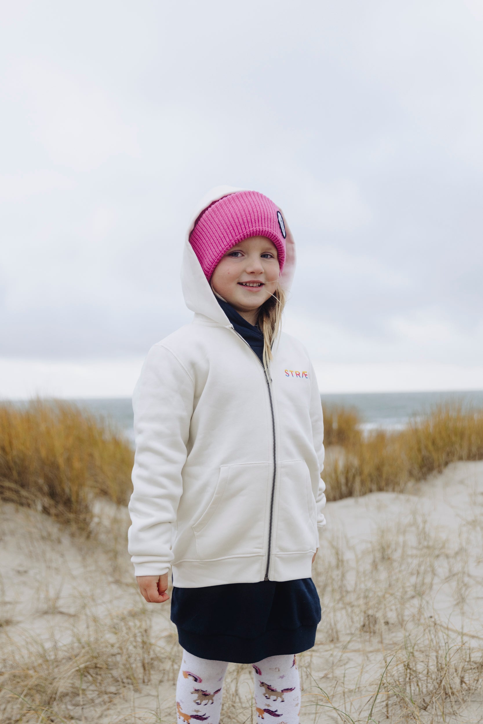 Kids Hoodie Zipper Jacke, IVORY, Rainbow Sonne