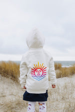 Lade dir das Bild in den Galerie-Viewer, Kids Hoodie Zipper Jacke, IVORY, Rainbow Sonne
