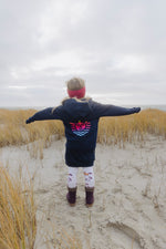 Lade dir das Bild in den Galerie-Viewer, Kids Hoodie Zipper Jacke, Navy, Rainbow-Sonne
