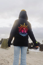 Lade dir das Bild in den Galerie-Viewer, Hoodie schwarz mit Rainbow Sonne, UNISEX
