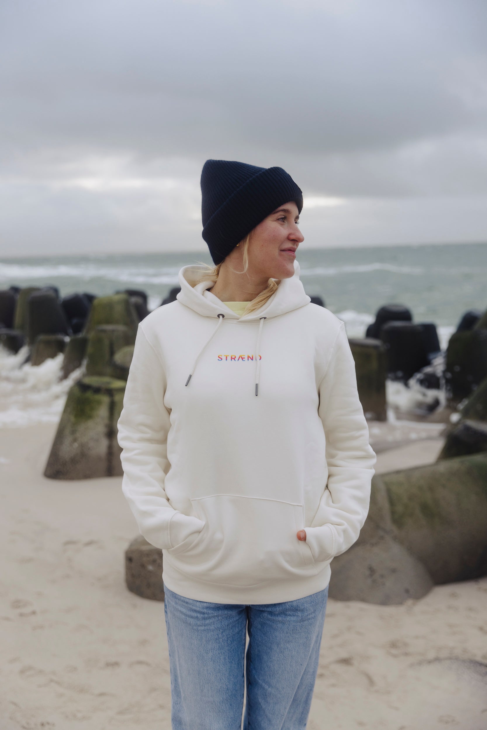 Hoodie IVORY mit Rainbow Sonne, UNISEX