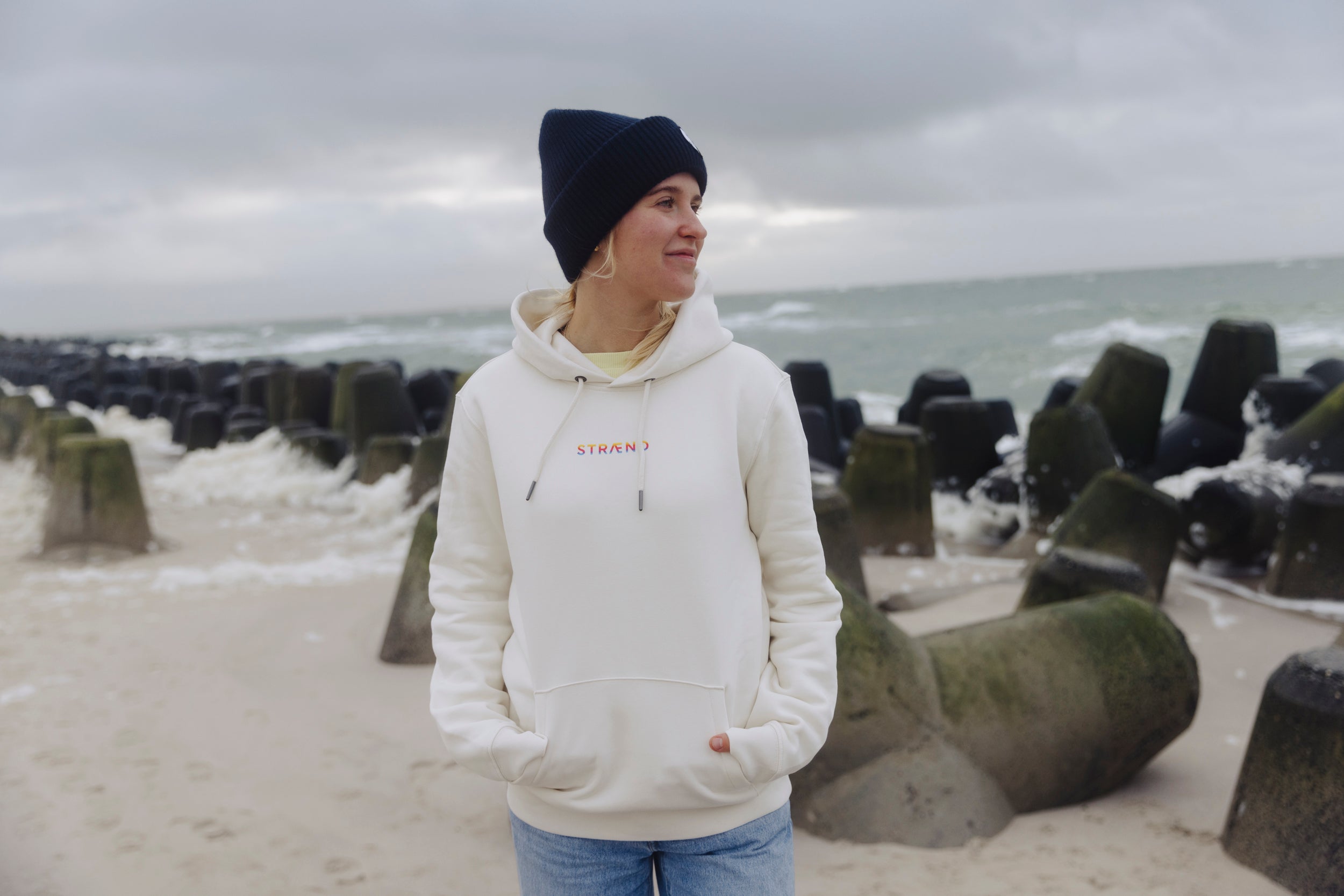 Hoodie IVORY mit Rainbow Sonne, UNISEX