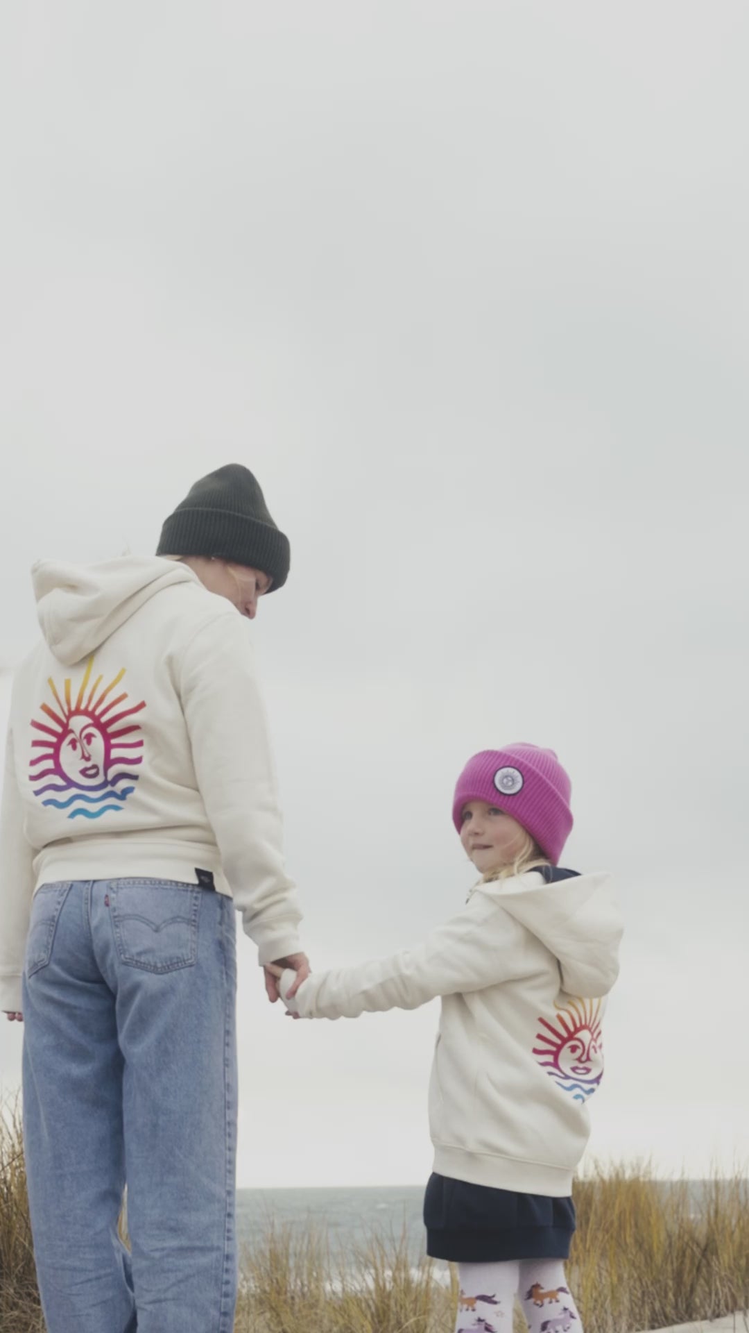 Kids Hoodie Zipper Jacke, IVORY, Rainbow Sonne